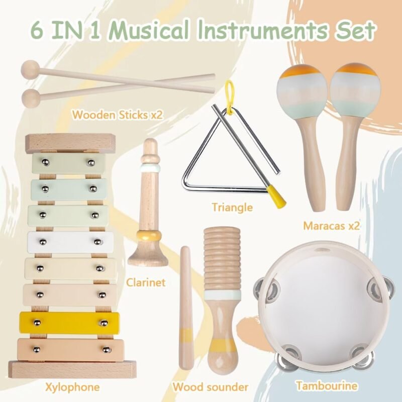 Instrumentos Musicales para Bebés Juguetes Montessori de Madera - Imagen 2