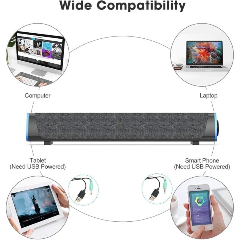 SOULION Altavoces de computadora R30 con luces LED y sonido potente - Imagen 4