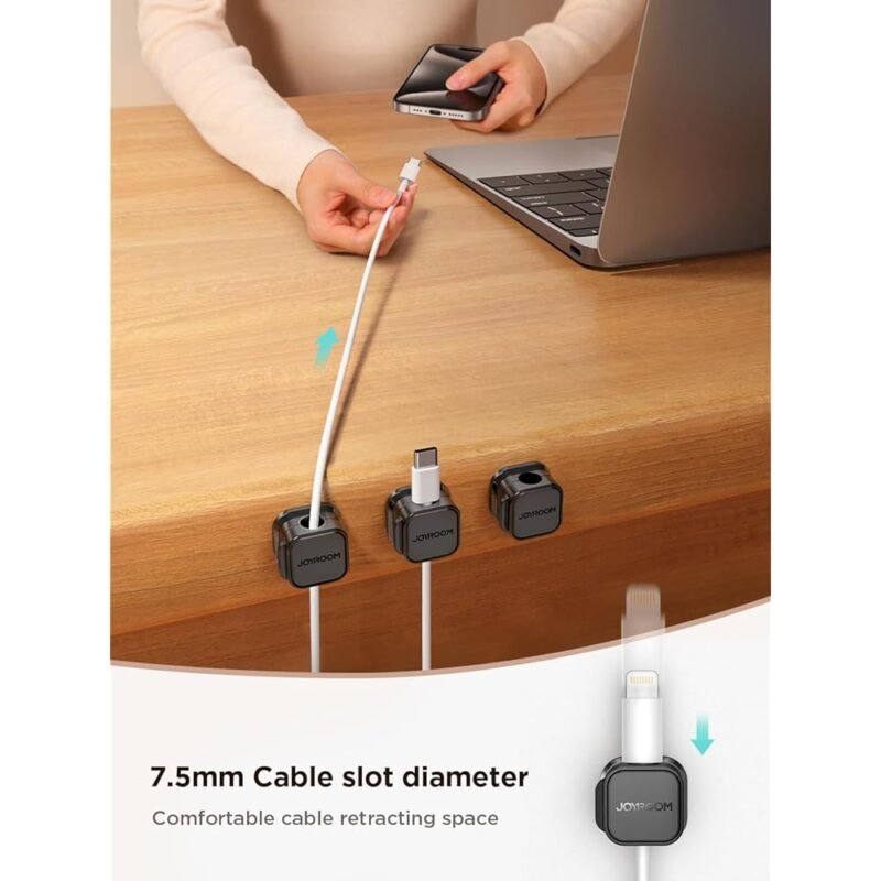 JOYROOM Paquete de 6 Clips Magnéticos para Cables con Soporte Adhesivo - Imagen 3