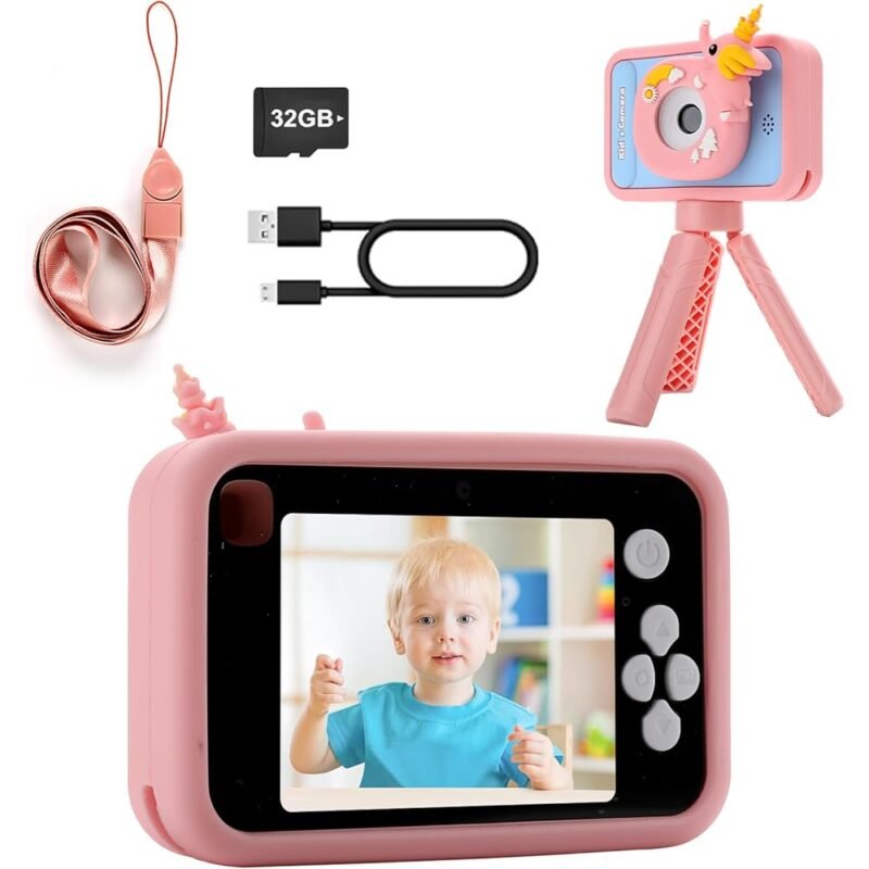 Cámara para Niños con Trípodes 1080P Pantalla 2.4 pulgadas