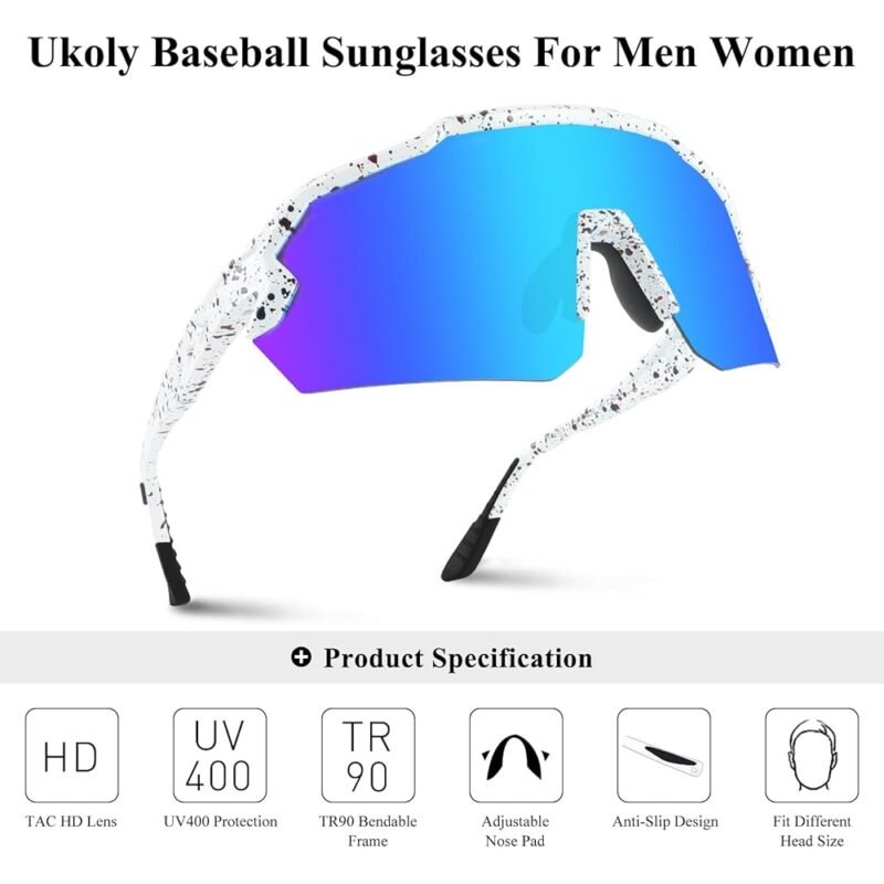 Ukoy Gafas de Sol de Béisbol para Hombres y Mujeres Protección UV400 - Imagen 3