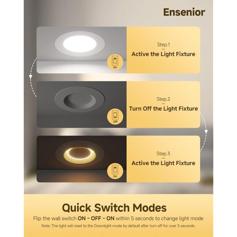 Ensenior Paquete de 6 luces LED 5/6 pulgadas con luz nocturna regulable - Imagen 4