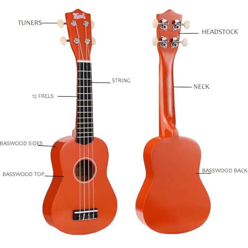 Ukelele Soprano Trendy 21 Pulgadas para Principiantes Color Naranja - Imagen 3