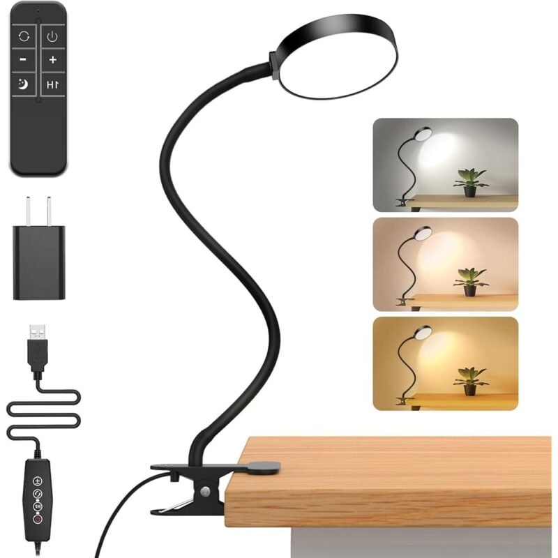 iFalarila Luz de Lectura LED con Control Remoto y Cuello de Cisne Flexible