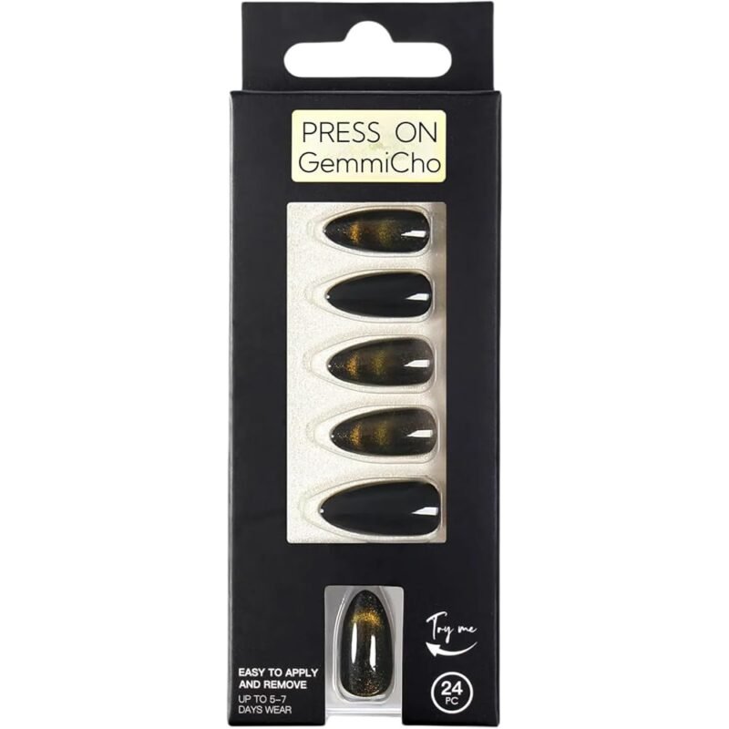 GEMMICHOS Kit de uñas postizas a presión 24 unidades negras - Imagen 6