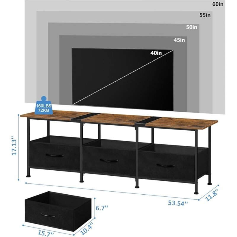 OYEAL Soporte de TV para dormitorio con almacenamiento y estilo rústico - Imagen 2