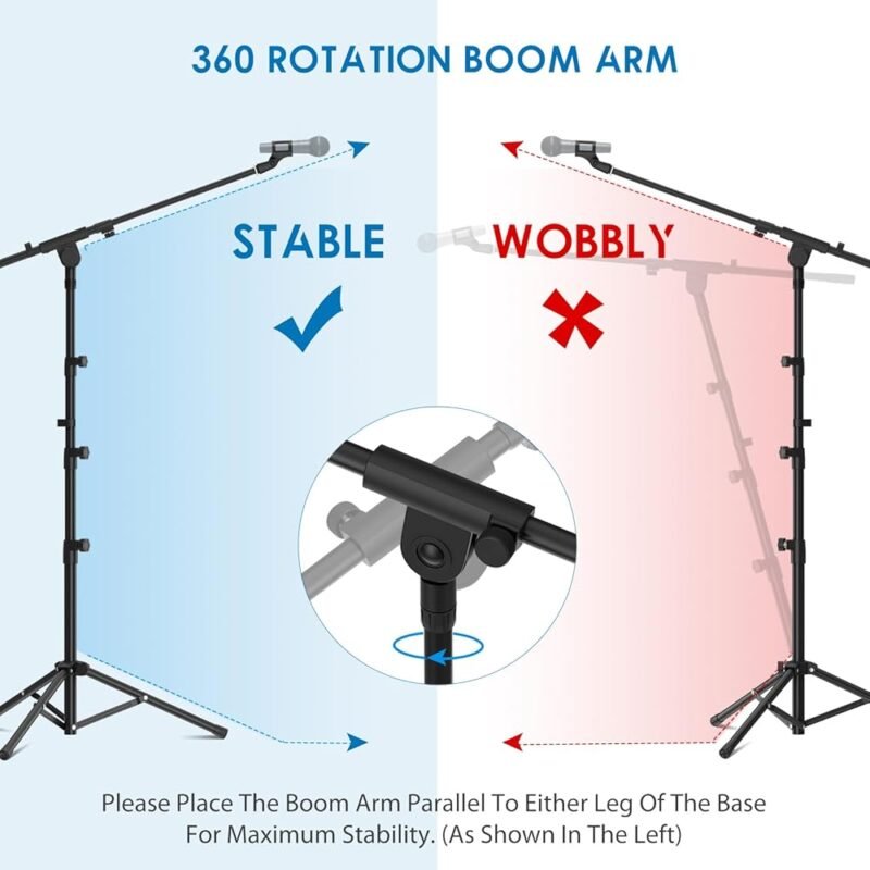 K KASONIC Soporte para Micrófono Trípode Plegable y Ajustable - Imagen 5