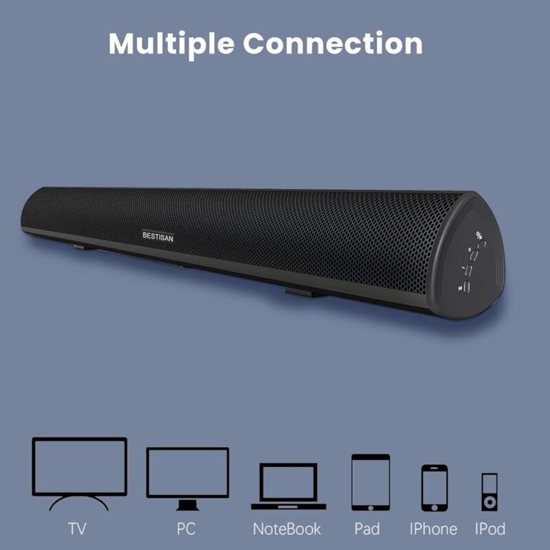 BYL Barra de sonido con cable y Bluetooth 5.0 para TV 71 cm - Imagen 6