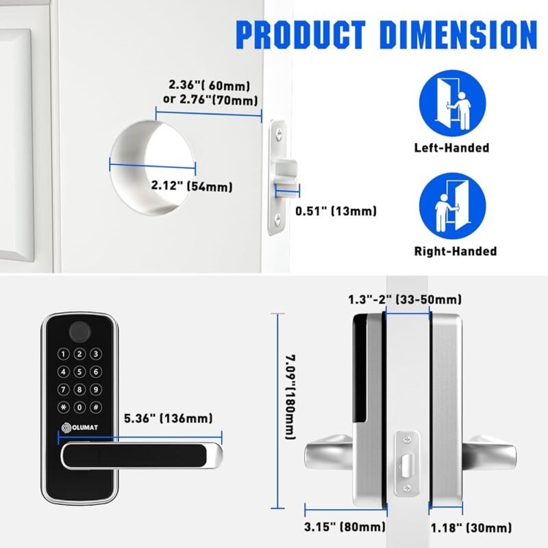 Cerradura Inteligente Olumat con Asa y Acceso Wi-Fi para Puertas - Imagen 7