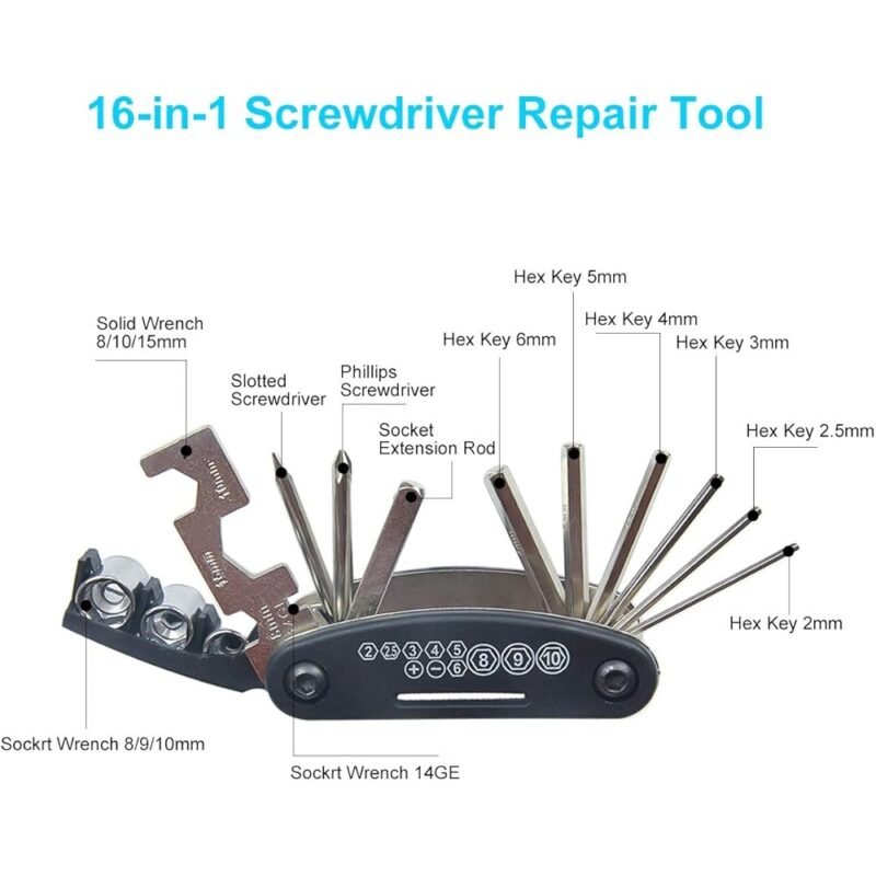 CHUMXINY Kit de Reparación de Bicicletas 16 en 1 con Bomba y Parches - Imagen 4