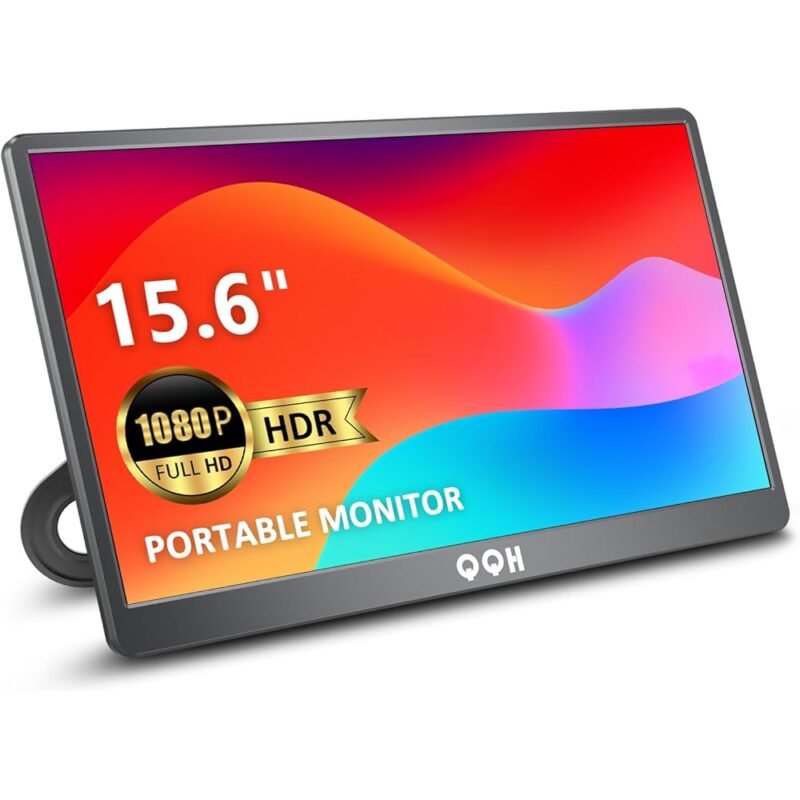 QQH Monitor portátil FHD 15.6 pulgadas HDMI USB C para juegos y trabajo