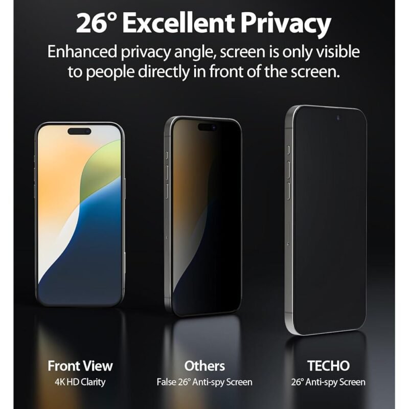 TECHO Protector de pantalla de privacidad para iPhone 16 Pro 6.3 pulgadas - Imagen 2