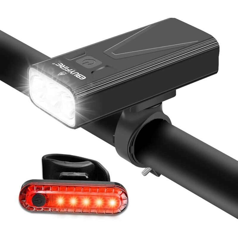 EBUYFIRE Luces LED de bicicleta 3000 LM faro y luz trasera recargables