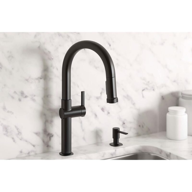 Kohler R22153-SD-BL Rune Grifo de Cocina con Pulverizador Desplegable Negro Mate - Imagen 3