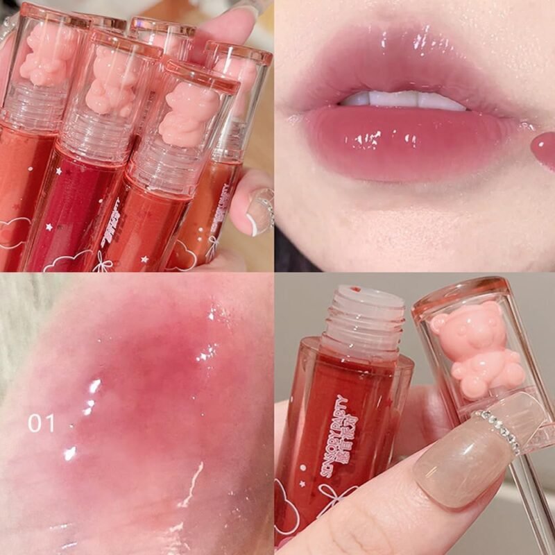 Yasovigi 6pcs Jelly Lip Gloss Bear Lip Stain Hidratante y Larga Duración - Imagen 8