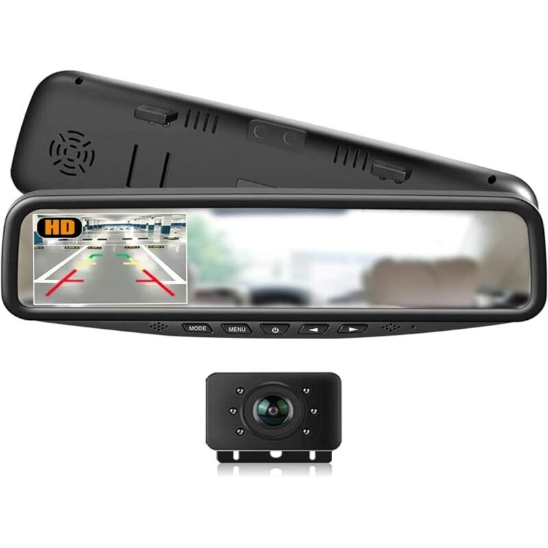 SAFEJOHNSON Cámara de Respaldo para Coche 1080P HD con Monitor de Espejo