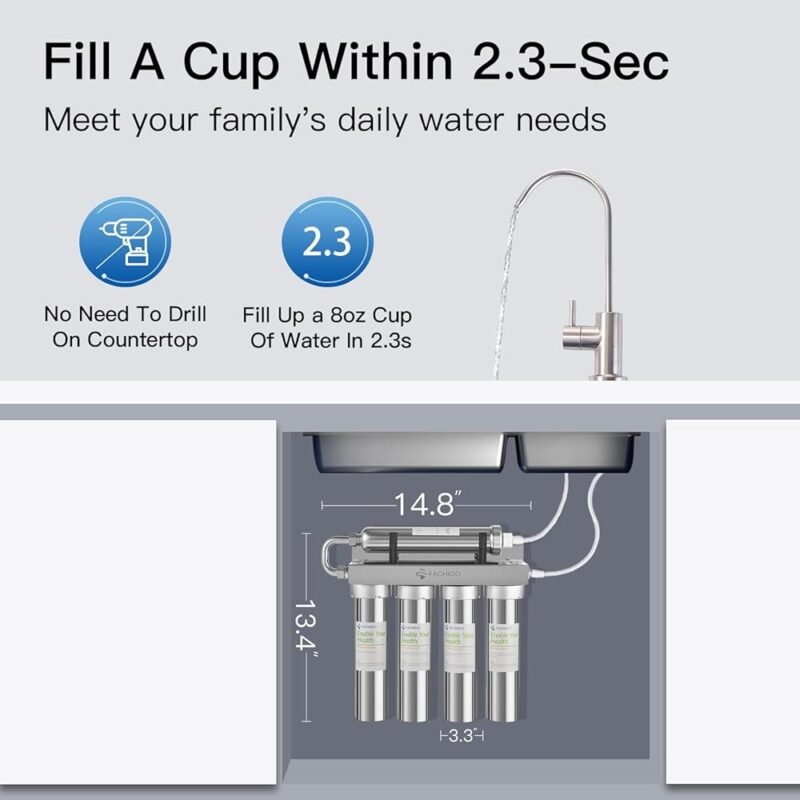 Fachioo Sistema de Filtro de Agua de Ultrafiltración 0.01 μm con Grifo - Imagen 8