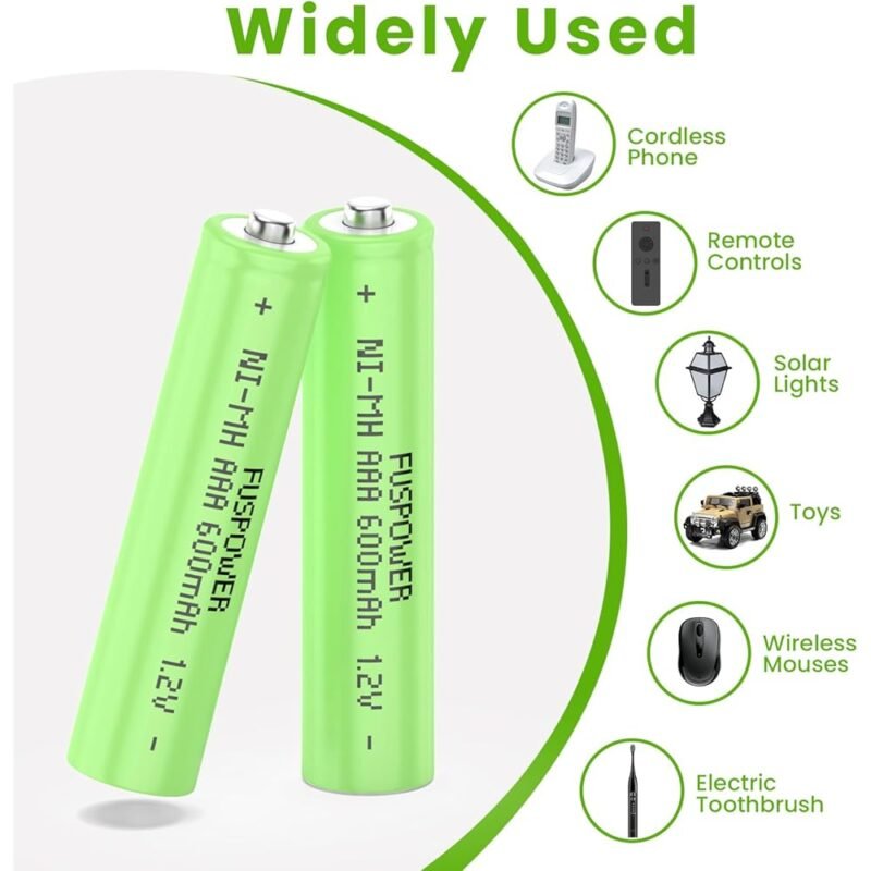 Fuspower Pilas AAA Recargables 600mAh 8 Unidades para Luz Solar y Más - Imagen 8