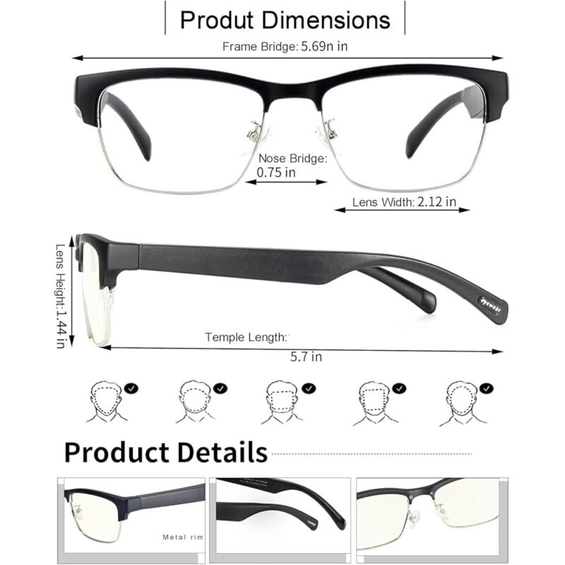 Lentes de Audio Bluetooth Inteligentes con Micrófono Integrado y Filtro de Luz Azul - Imagen 2