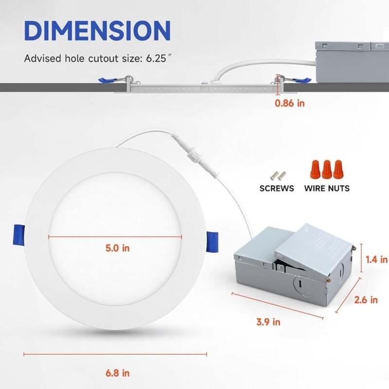 ECOELER Iluminación LED empotrable 12W 1100 lm 3000K regulable - Imagen 7