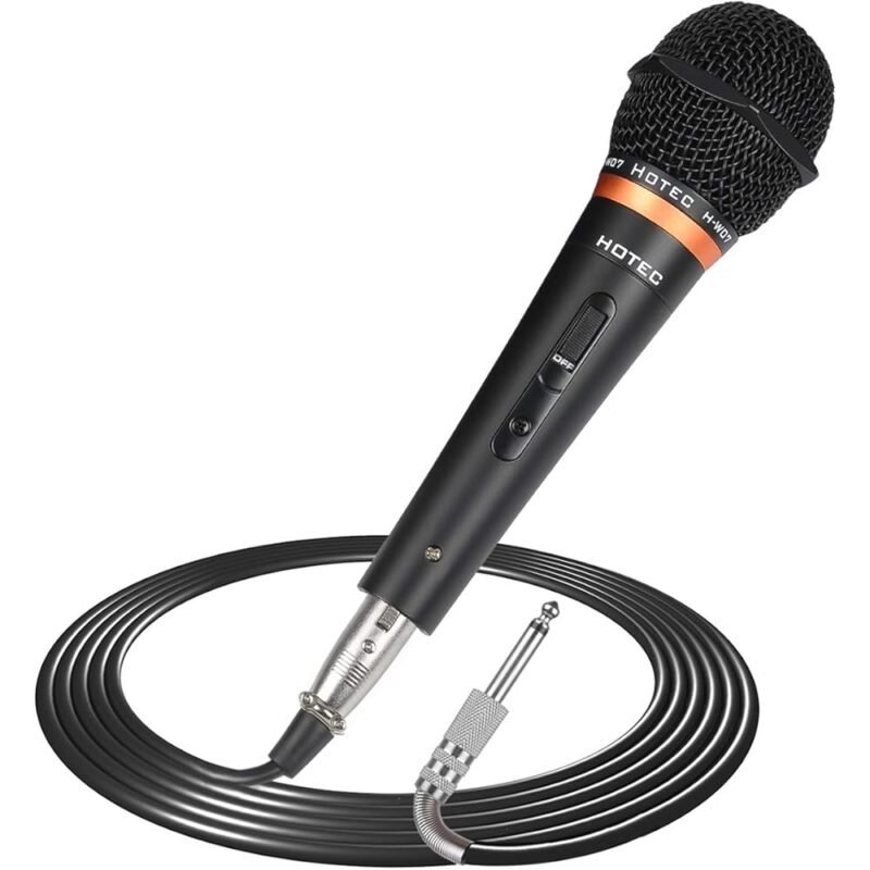 HOTEC Micrófono de Mano Dinámico Vocal Premium con Cable XLR de 19 Pies