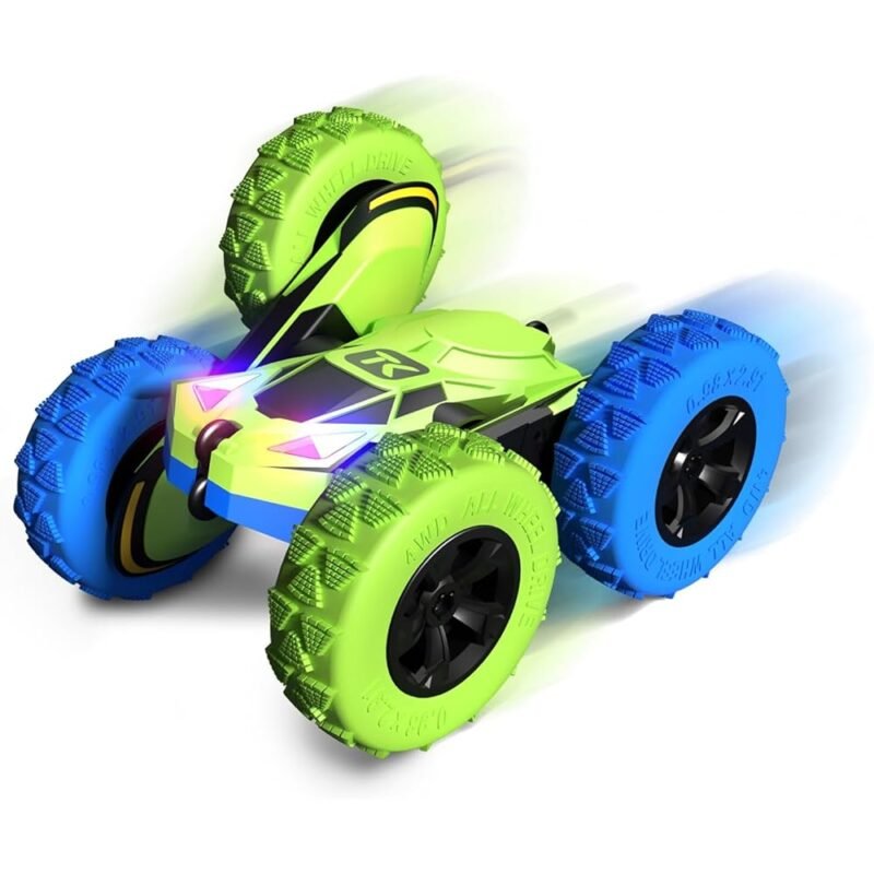 Threeking Coche de Acrobacias RC Doble Cara 360 grados Verde y Azul - Imagen 6