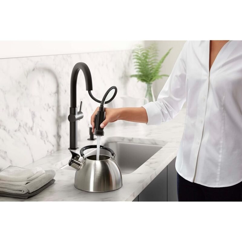 Kohler R22153-SD-BL Rune Grifo de Cocina con Pulverizador Desplegable Negro Mate - Imagen 5