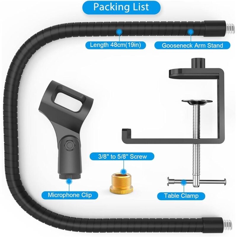 ZealSound Soporte de Brazo para Micrófono Universal de Cuello de Cisne 19 pulgadas - Imagen 6