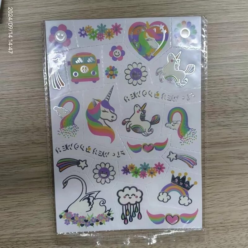 Gabizafia Tatuajes Temporales Unicornio Arco Iris para Niños - Imagen 9