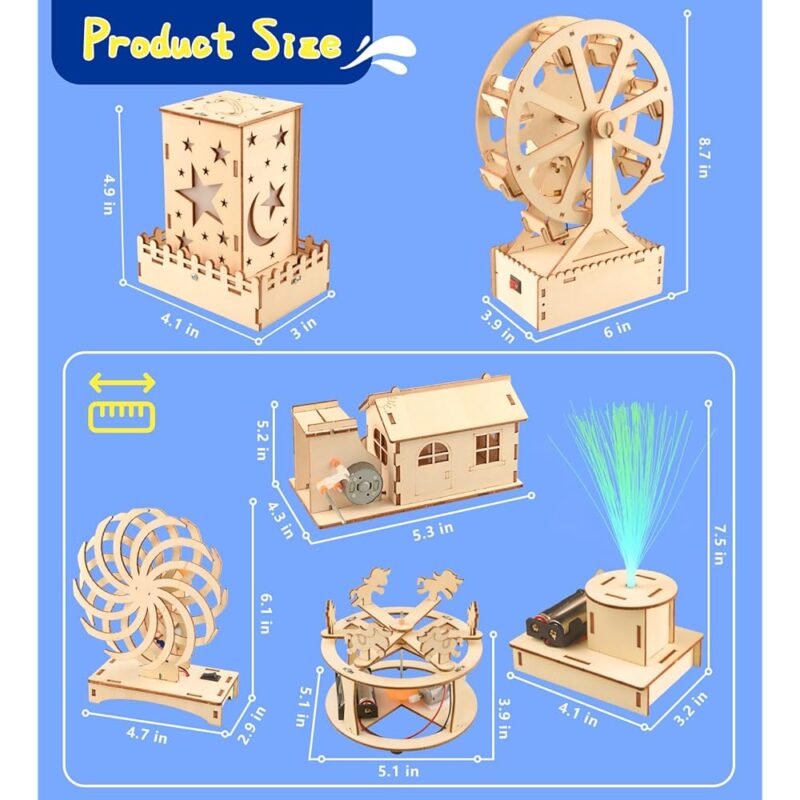 Kits STEM para Niños 6 en 1 Proyectos de Construcción y Rompecabezas de Madera - Imagen 6