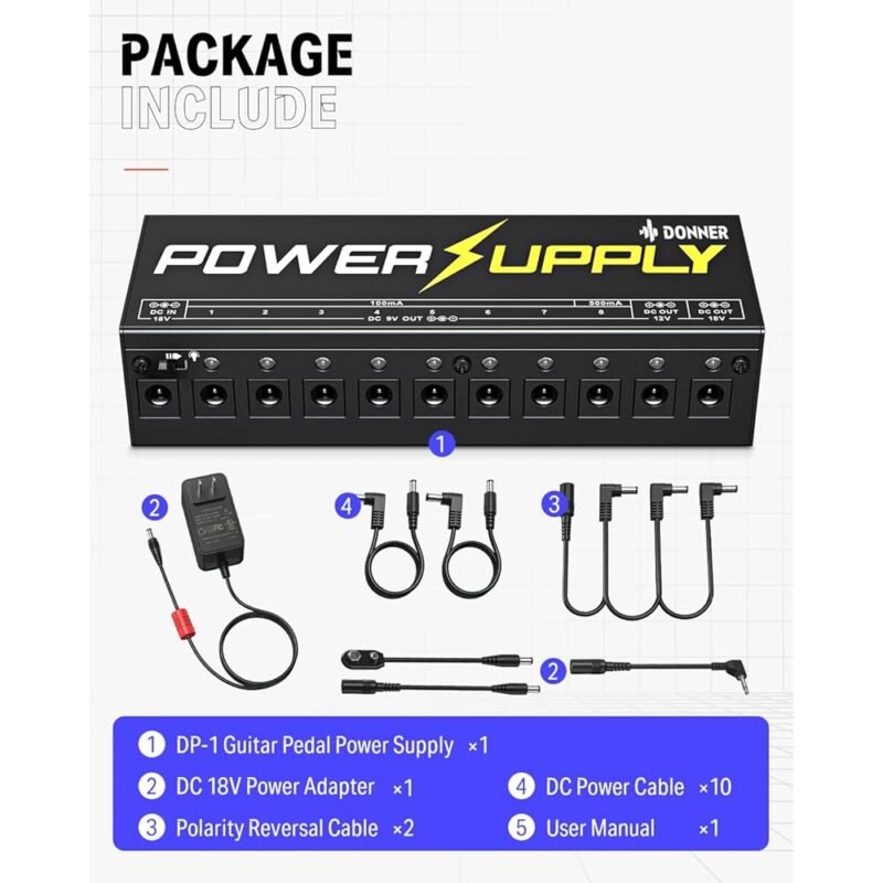 Donner DP-1 Pedal de Guitarra Fuente de Alimentación Aislada - Imagen 6