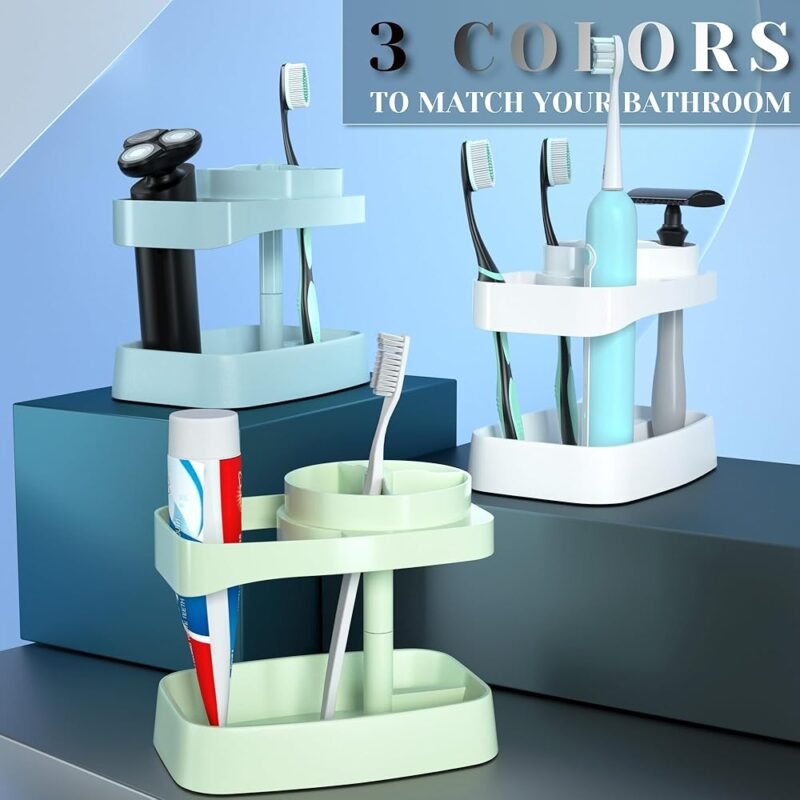 CRKIOB Juego de soporte para cepillos de dientes para baño y dormitorio - Imagen 7