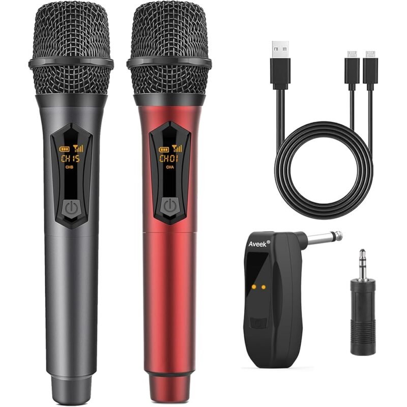 Aveek Micrófonos Inalámbricos Karaoke Recargables 2.4 GHz