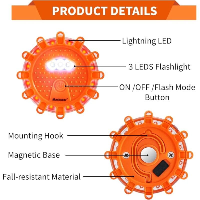 Markstor Paquete de 6 Luces LED de Emergencia 9 Modos de Parpadeo - Imagen 4