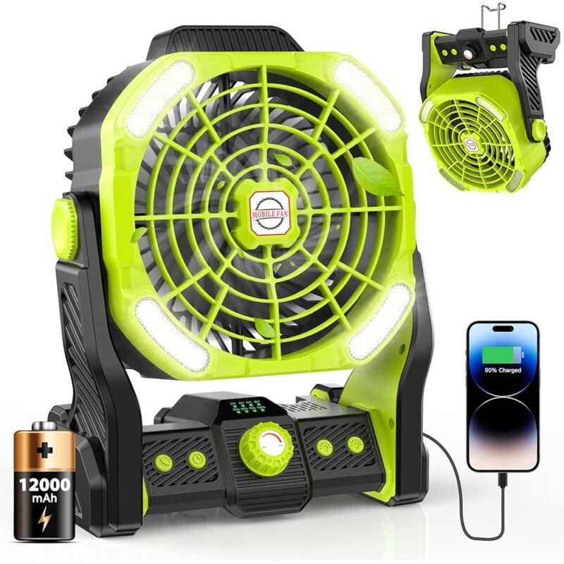 Ventilador Portátil DOWILLDO Camping Batería Recargable 12000 mAh