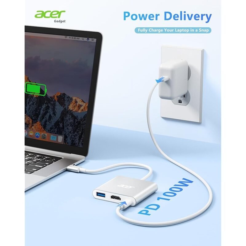 Acer Adaptador USB C a HDMI 4K con 100 W PD y USB 3.0 - Imagen 3