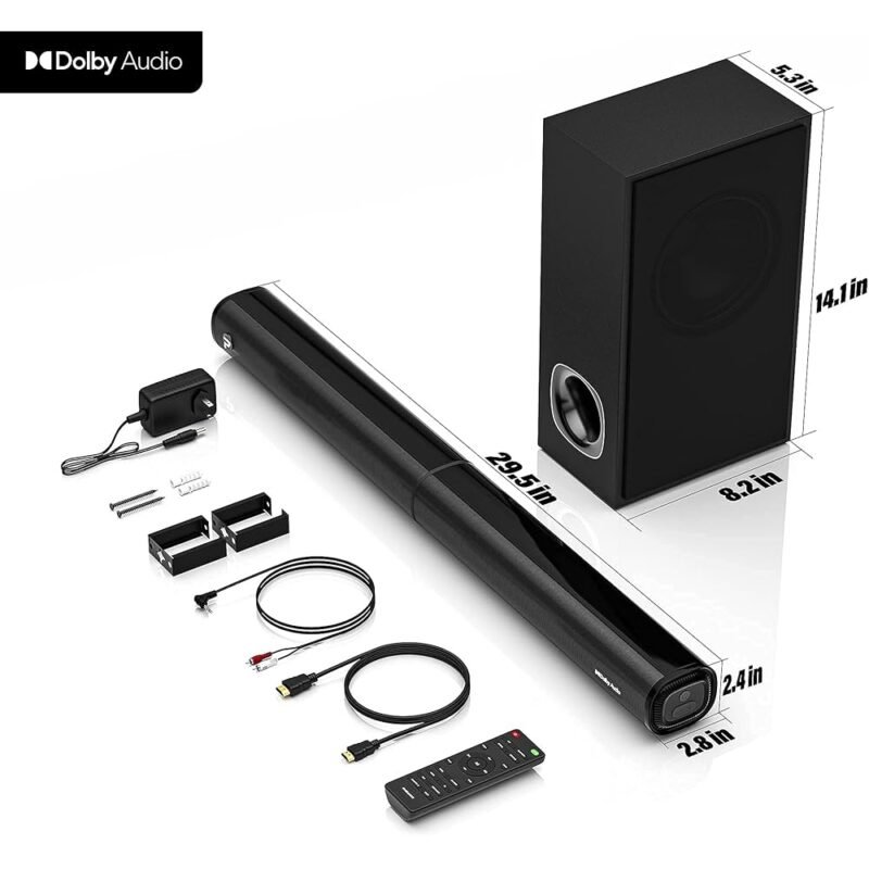 PHEANOO Barra de Sonido 2.1 Canales Dolby Subwoofer HDMI Bluetooth - Imagen 6