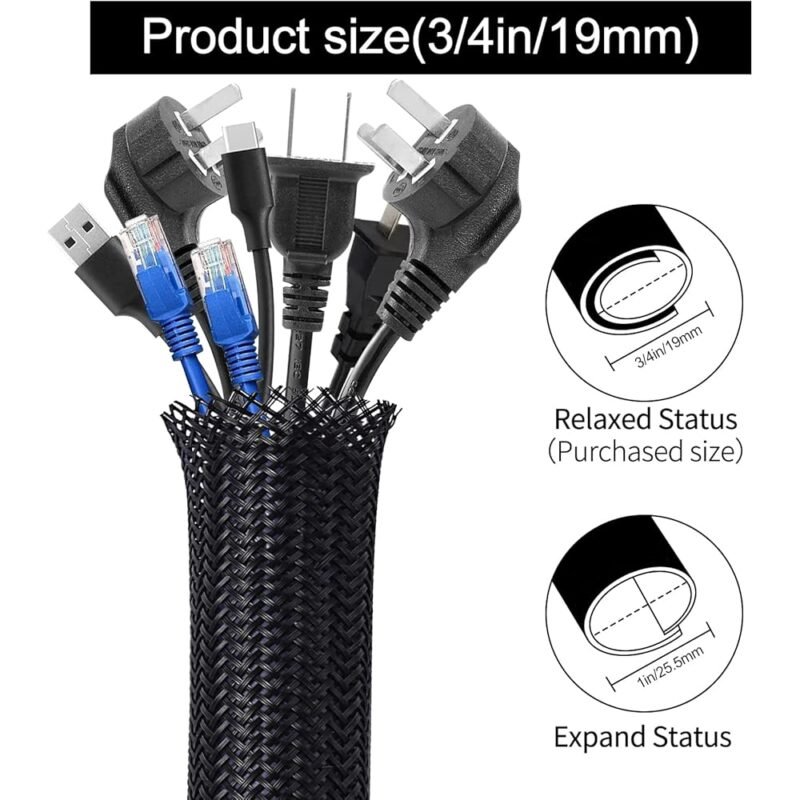 AIRIC Funda de organización de cables divididos de 10 pies en negro - Imagen 2