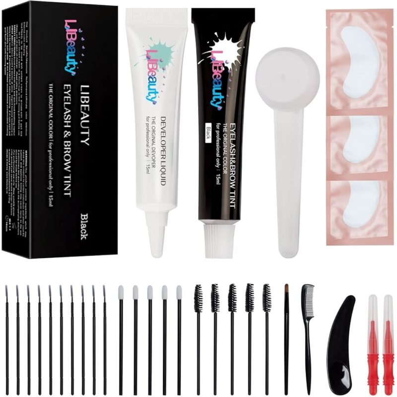 Libeauty Kit de Tinte Negro Completo para Cejas y Pestañas