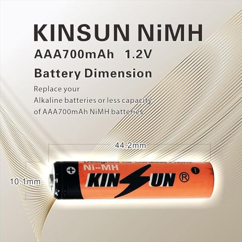 KINSUN Pilas Recargables AAA 700 mAh 1.2 V NiMH para Luces Solares - Imagen 2