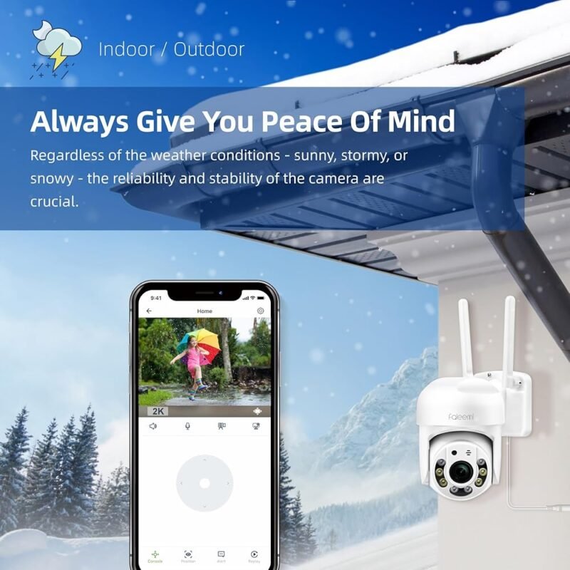 Cámara de Seguridad Faleemi WiFi 2K con Visión Nocturna y Detección de Movimiento - Imagen 6