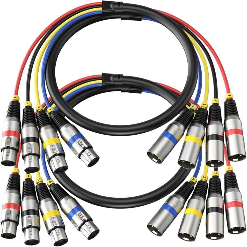 HEAMS Paquete de 2 Cables de Serpiente XLR Profesionales de 4 Canales