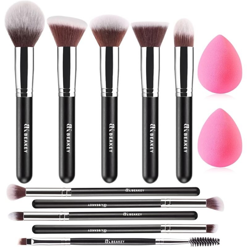 BEAKEY Juego de brochas de maquillaje profesional para ojos y cara