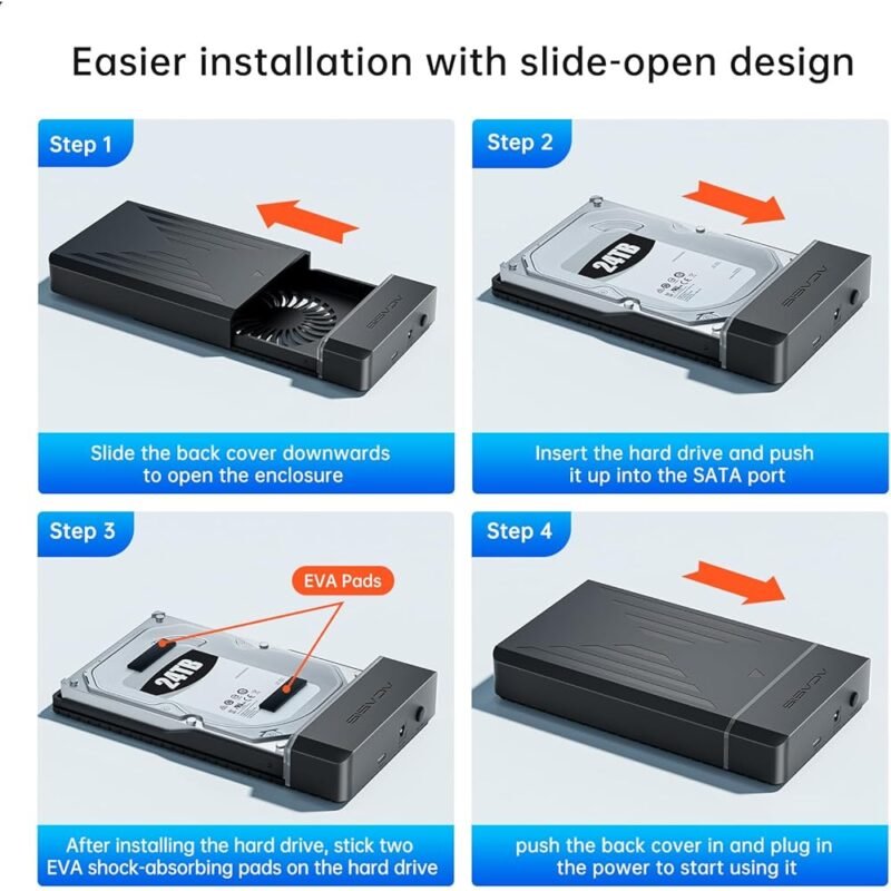 ACASIS Caja de Disco Duro Externo USB 3.0 para HDD y SSD hasta 24 TB - Imagen 9