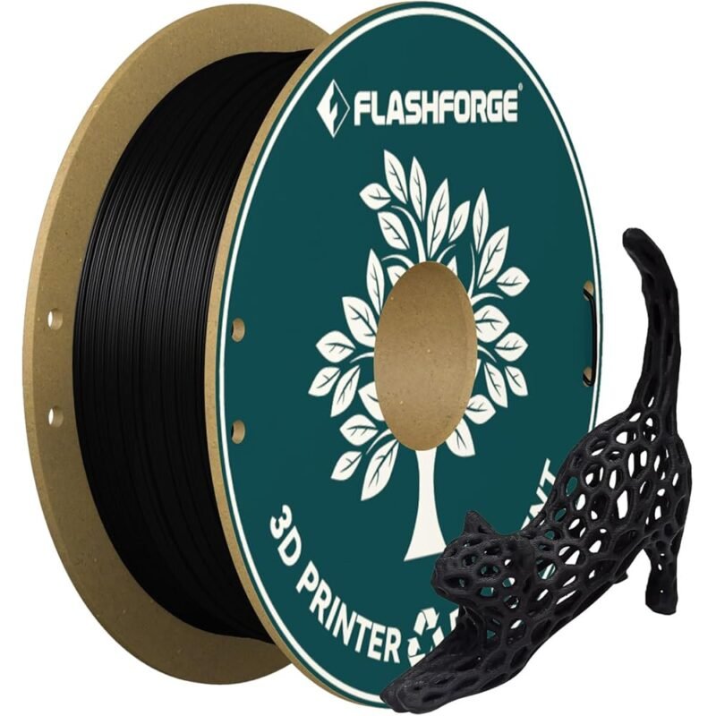 FLASHFORGE Filamento PLA Negro 0.069 pulgadas 2.2 libras para Impresoras 3D