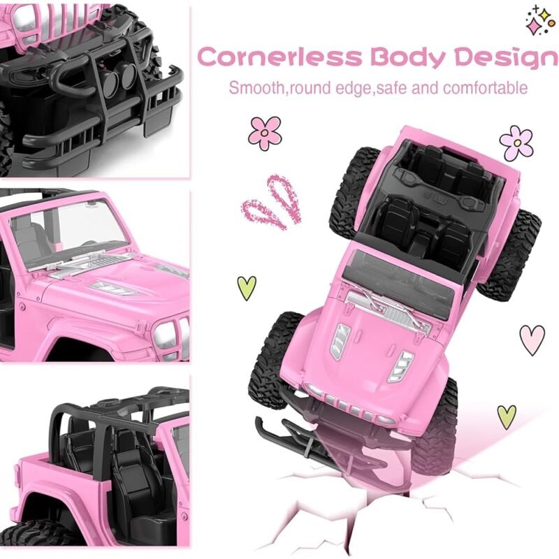 NQD Coches RC rosados a escala 1:16 para niñas con calcomanía de bricolaje - Imagen 2