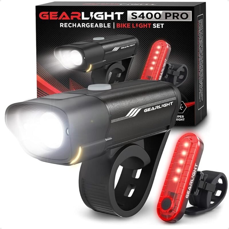 GearLight Juego de Luces Recargables para Bicicleta S400 Faro y Luz Trasera