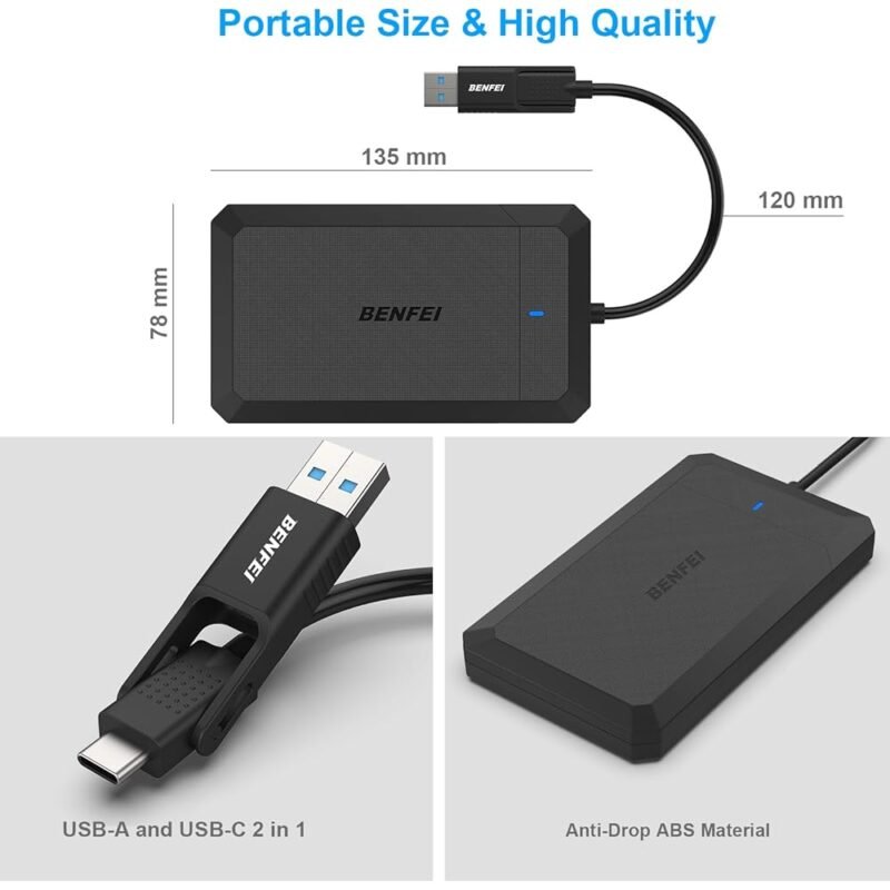 BENFEI Caja de disco duro externo SATA a USB para SSD 2.5 pulgadas - Imagen 6