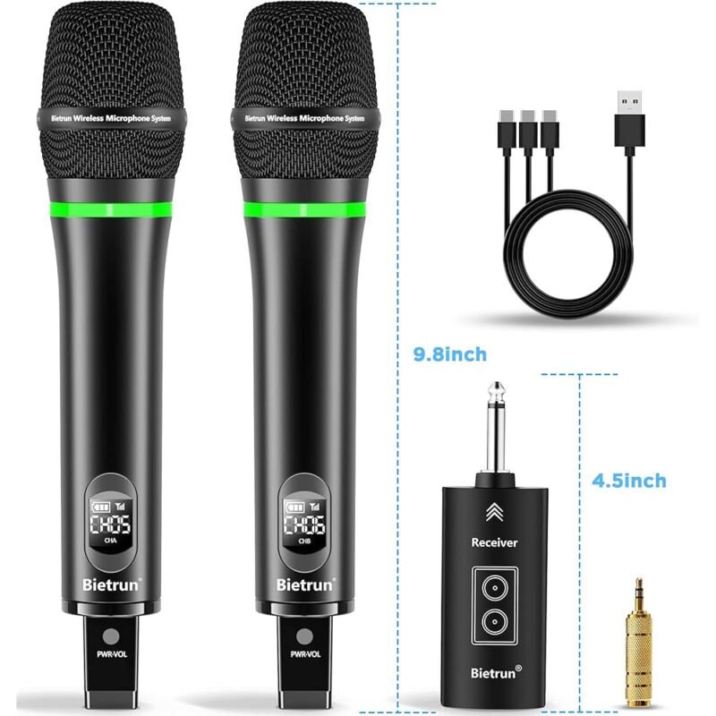 Bietrun Micrófono inalámbrico recargable para karaoke y eventos - Imagen 8