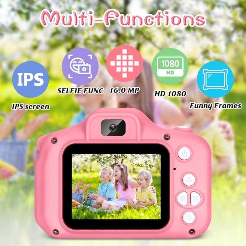 Cámara Digital SINEAU para Niños Rosa 1080P con Tarjeta SD de 32GB - Imagen 2